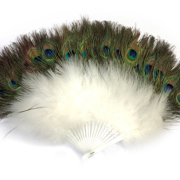White Peacock Feather Fan