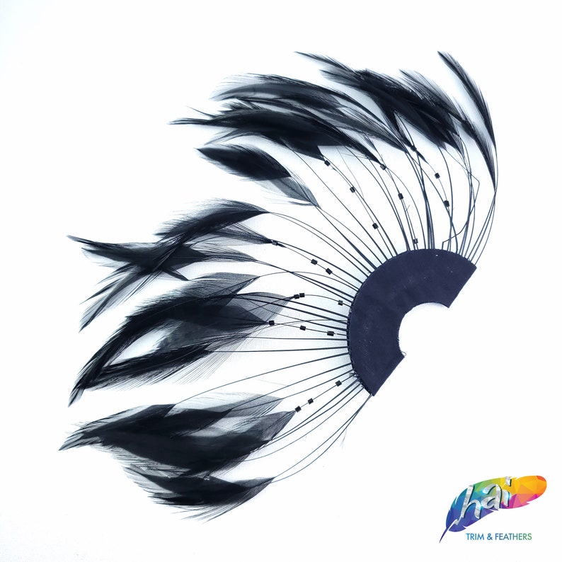 Individual Bleached Dyed Hackle Feather Pinwheel for Hats and Headpieces Colorful Half Pinwheel Stripped Hackle Feathers Sold by Piece
