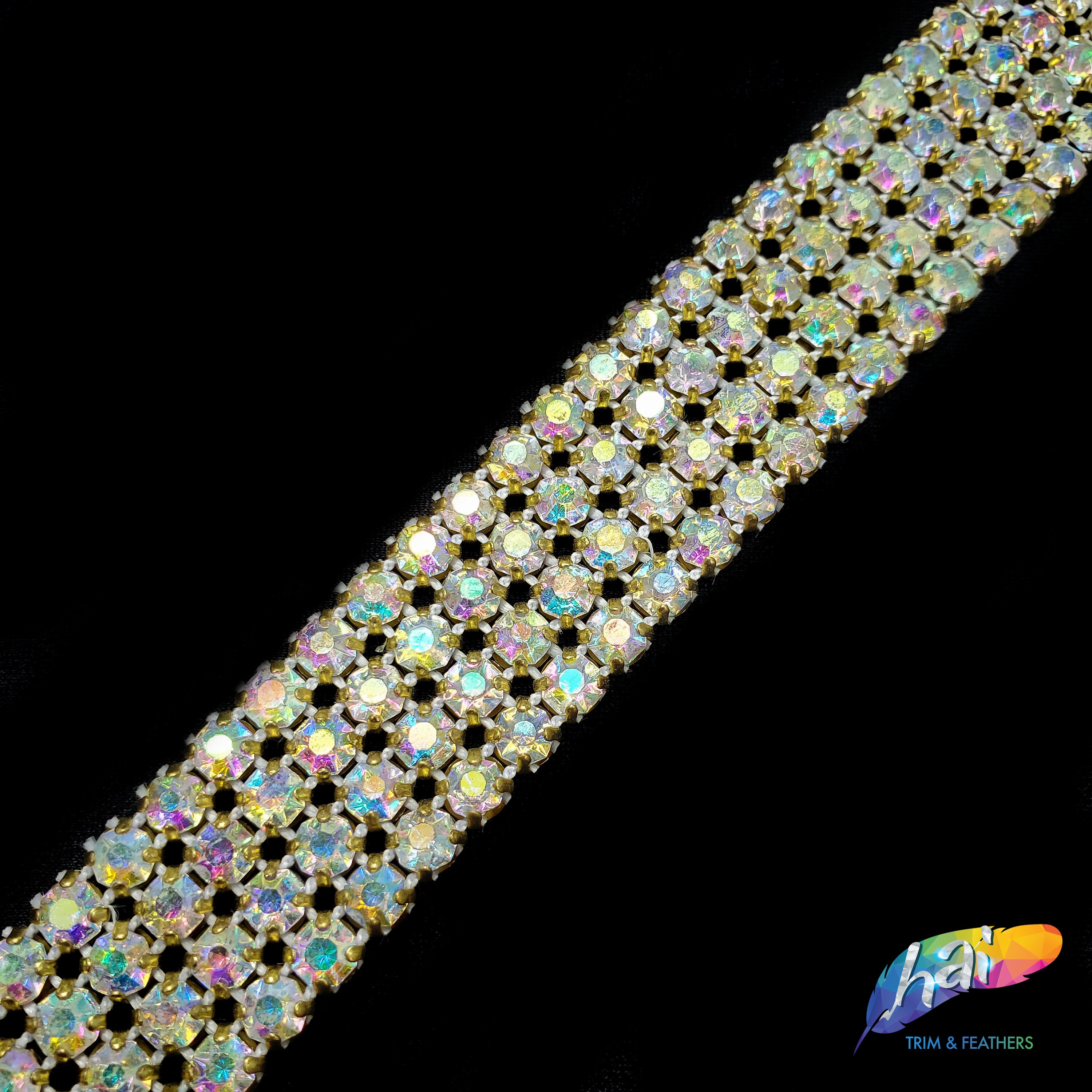 Nina 3/4'' Teardrop Rhinestone Trim Gold