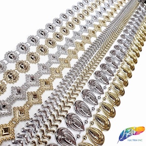 Bordure en plastique argentée avec strass, bordure en plastique dorée avec pierres acryliques, liseré décoratif en acrylique par mètre, PST-005-006-007-008