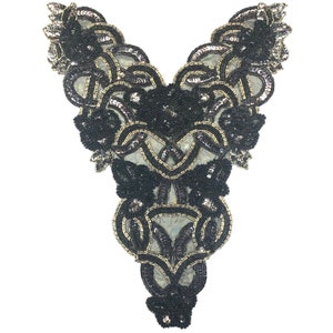 Beaded Sequins Applique, Bodice Sequins Patch for Prom Formal Dress, BS-02
