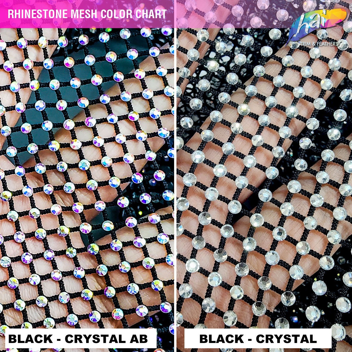 Crystal AB Rhinestones Mesh Fabric Sewing Elastic Trim - White