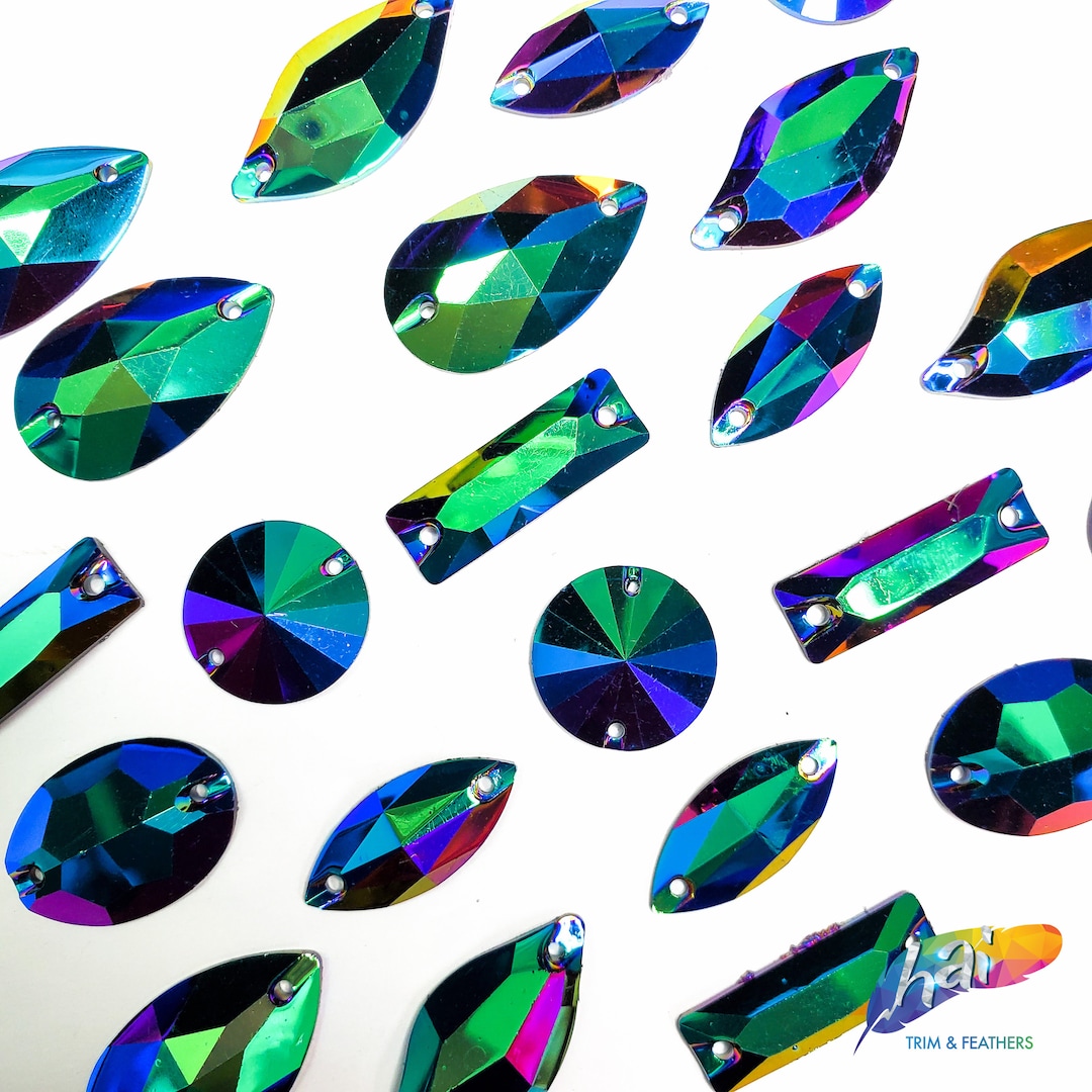 Ab Rhinestones Metallic AB Resin Rhinestones Blue Red Green AB Sew on Iridescent ...