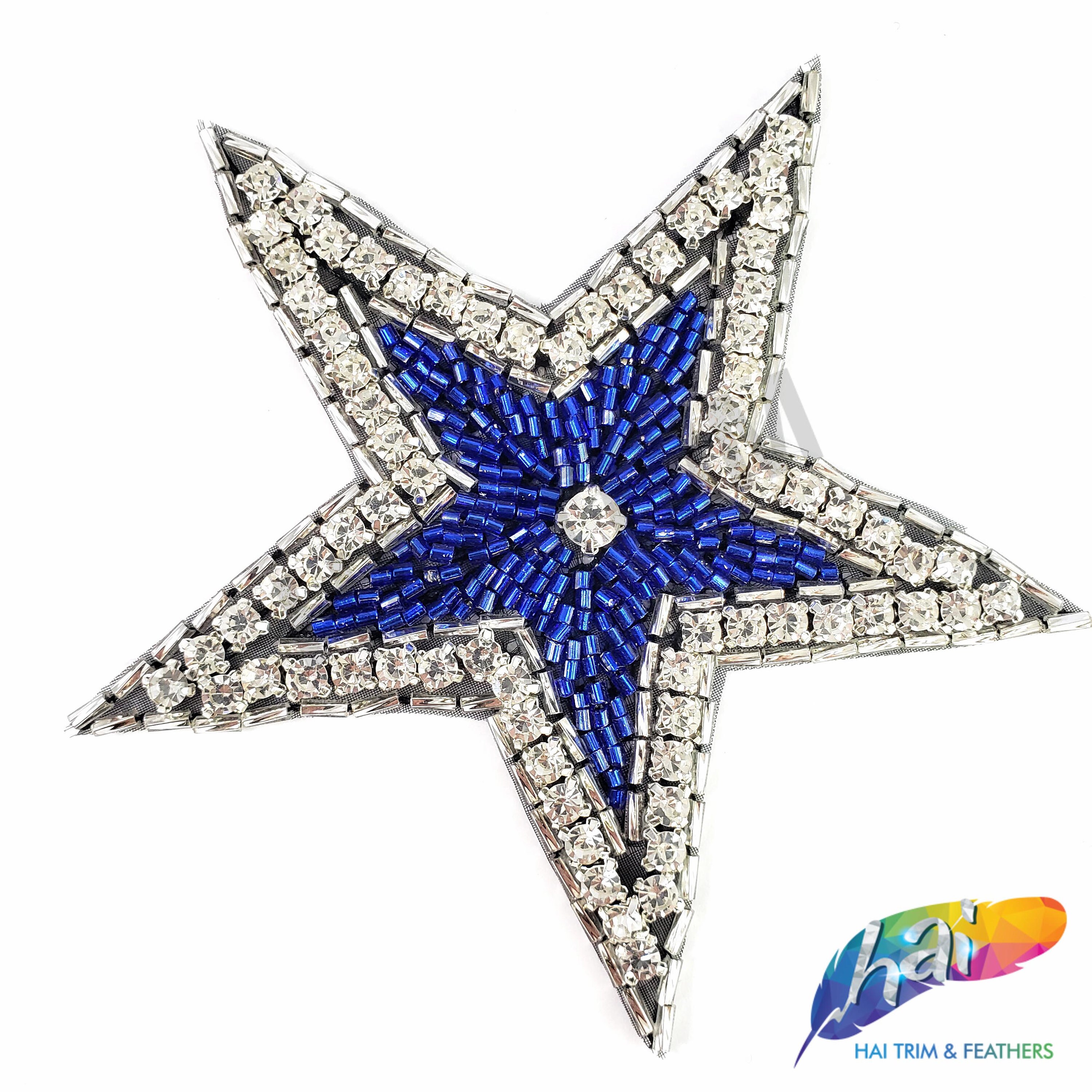 Star Rhinestone Beaded Applique W/ Beaded Fringe and a Mesh Etsy