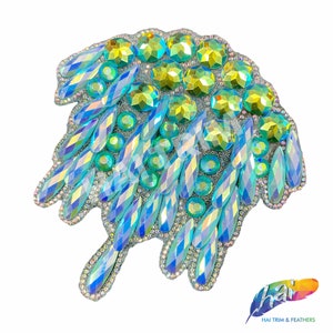 Multicolor Gel-Back Rhinestone Appliques, Colored Iron-on Crystal Rhinestone Patches for Carnival Broadway Dance Costumes, IRA-116
