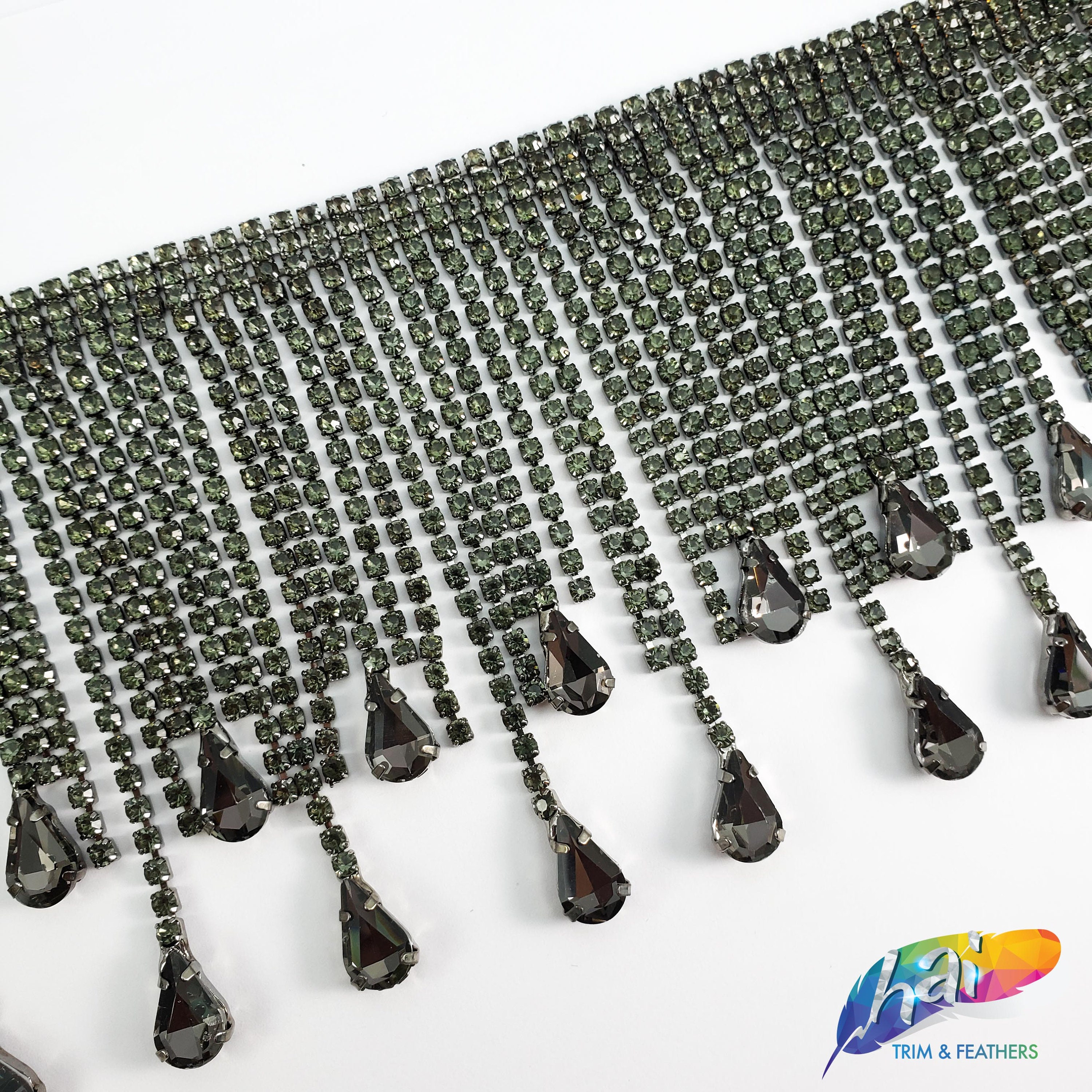 Black Diamond Rhinestone Fringe Silver Crystal Rhinestone Etsy