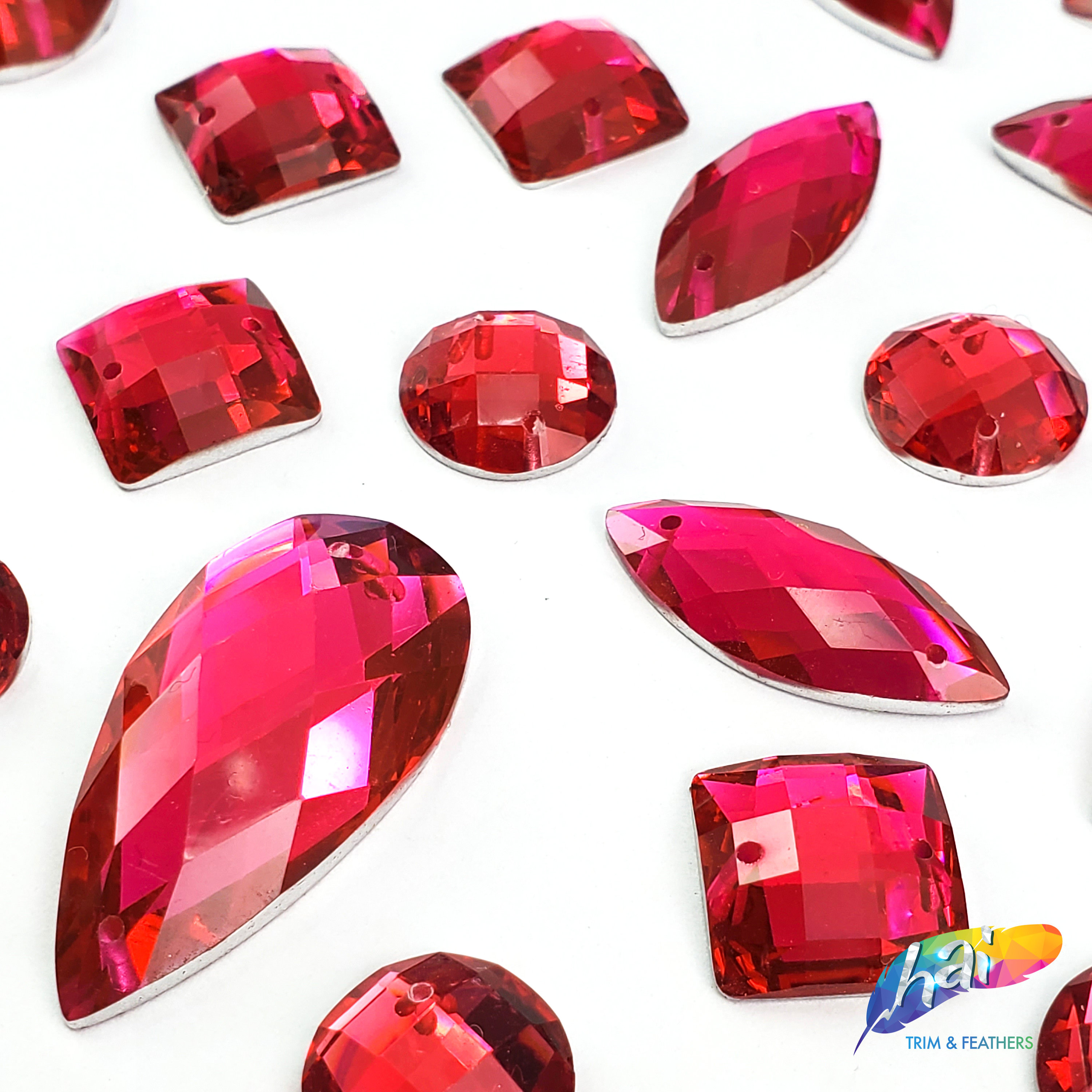 Loose Fuchsia Pink Resin Rhinestones Hot Pink Sew on Stones Different ...
