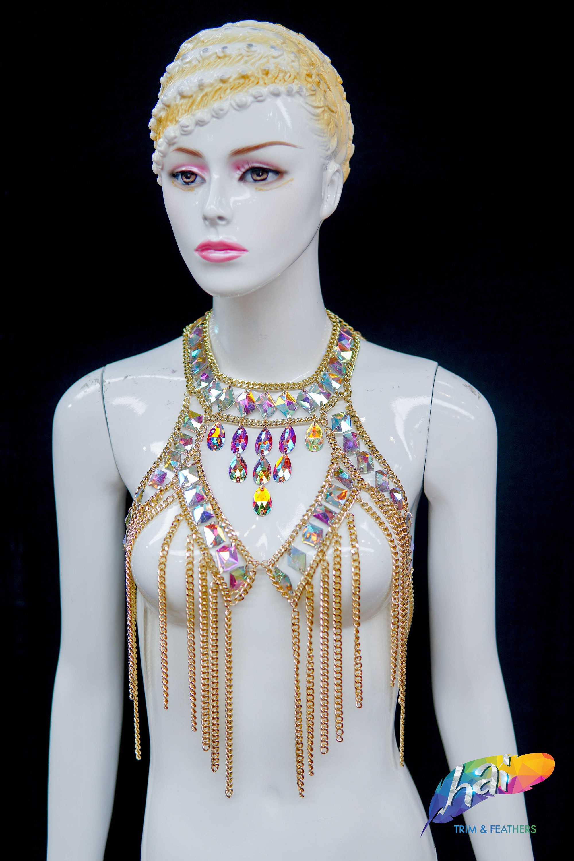 Gold Chain Dress, Rhinestone Chain Dress, Dancer Jewelry, Red Festival  Dress, Sexy Full Body Dress, Body Jewelry, Fashion Body Chain, XY3180 -   Canada