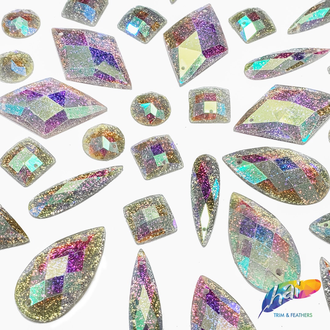 Ab Rhinestones Loose Glitter Clear AB Resin Rhinestones Crystal AB Sew on Iridescent ...