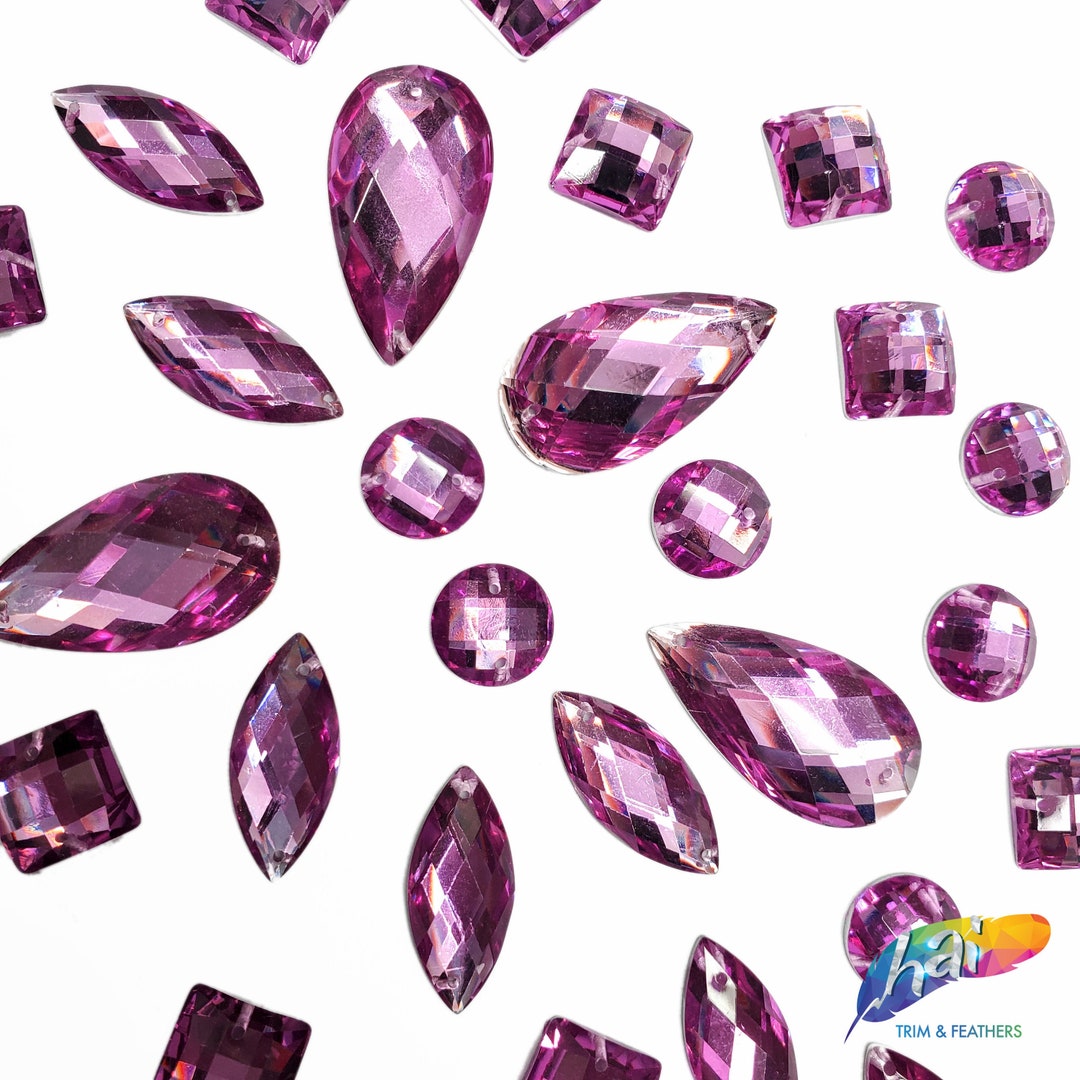 Loose Pink Resin Rhinestones Pink Sew on Stones Different Shapes