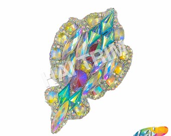 Appliques en pierre de strass multicolores en gel, patchs en strass en cristal de fer coloré pour costumes de danse de Carnival Broadway, IRA-088