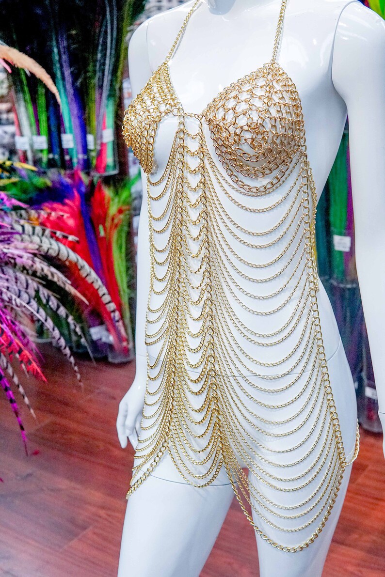 Gold Chain Dress Dancer Jewelry Chain Festival Dress Sexy Etsy