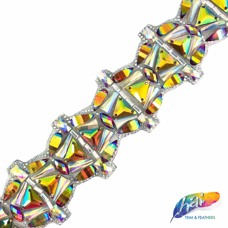 Red AB Resin Stone Iron on Trim by the Yard IRT-075 Purple AB Gel back Clustered Rhinestone Banding by the Yard