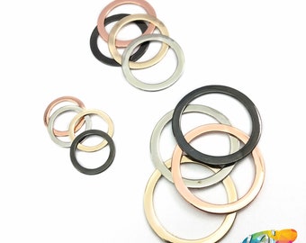 4 pieces of Gold Metal Flat Round Rings, Silver Metal O-Rings, Rose Gold Round Buckle, Gunmetal Round Closed Jump Ring Sold by a set of 4