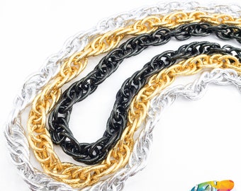 Spiral Oval Metallic Chain Trim, Silver Chain Link, Decorative Chain, Necklace Chain Strip, Light Weight Chain Trim Sold by the Yard, CH-119