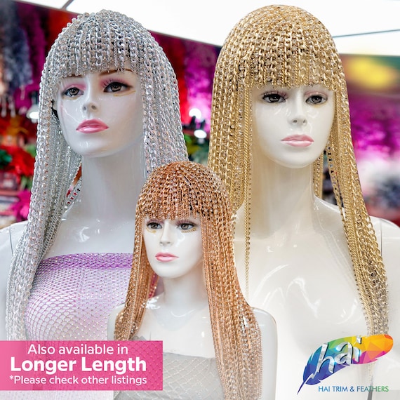 27” rhinestone jewelry wig, head accessories with bangs, Cosplay