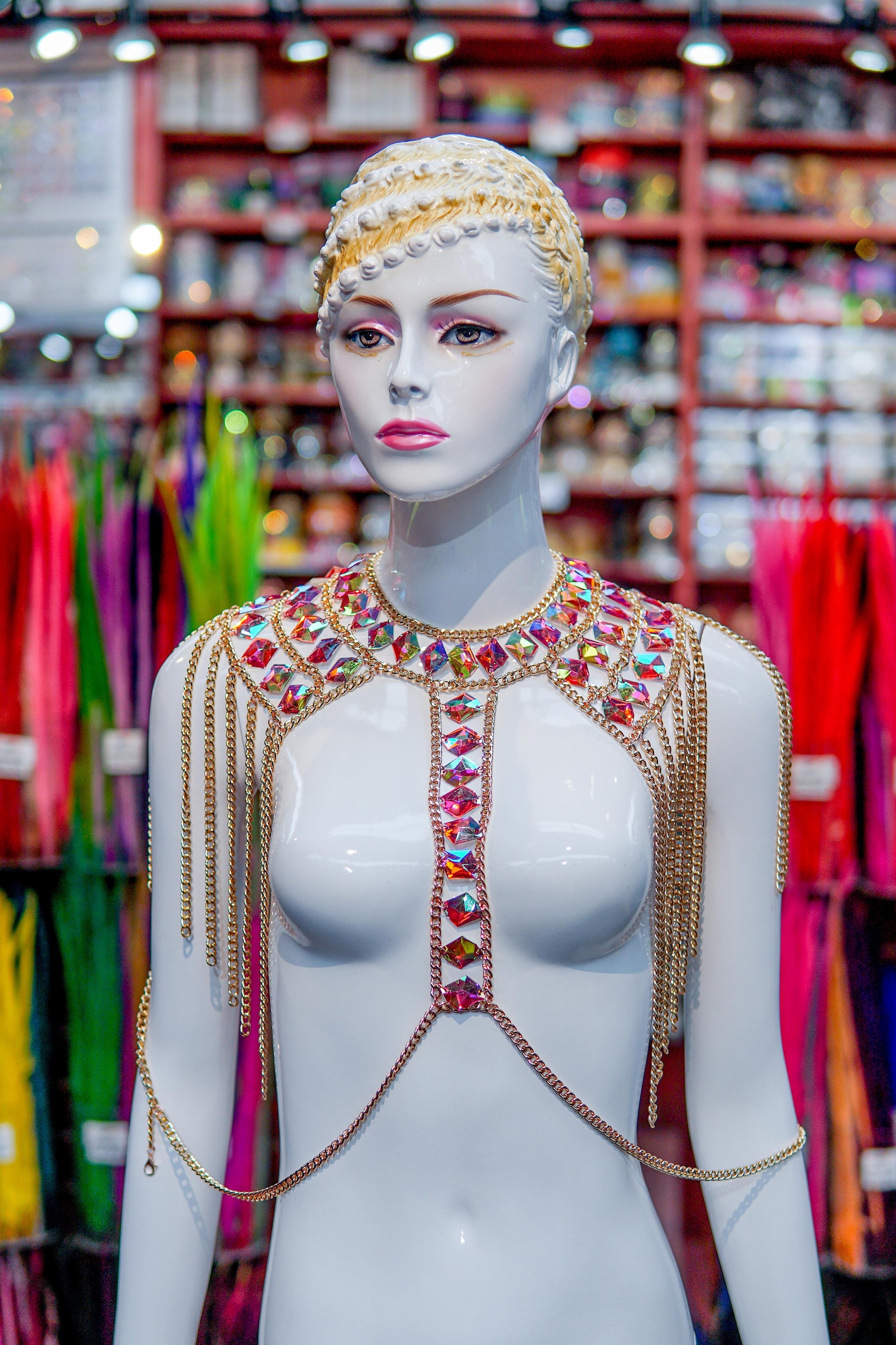 Gold Chain Dress Rhinestone Chain Dress Dancer Jewelry Red Etsy