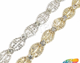 Garniture de strass en cristal, garniture de strass de mariage ou de cérémonie, bande de strass, garniture de strass par mètre, RT-018