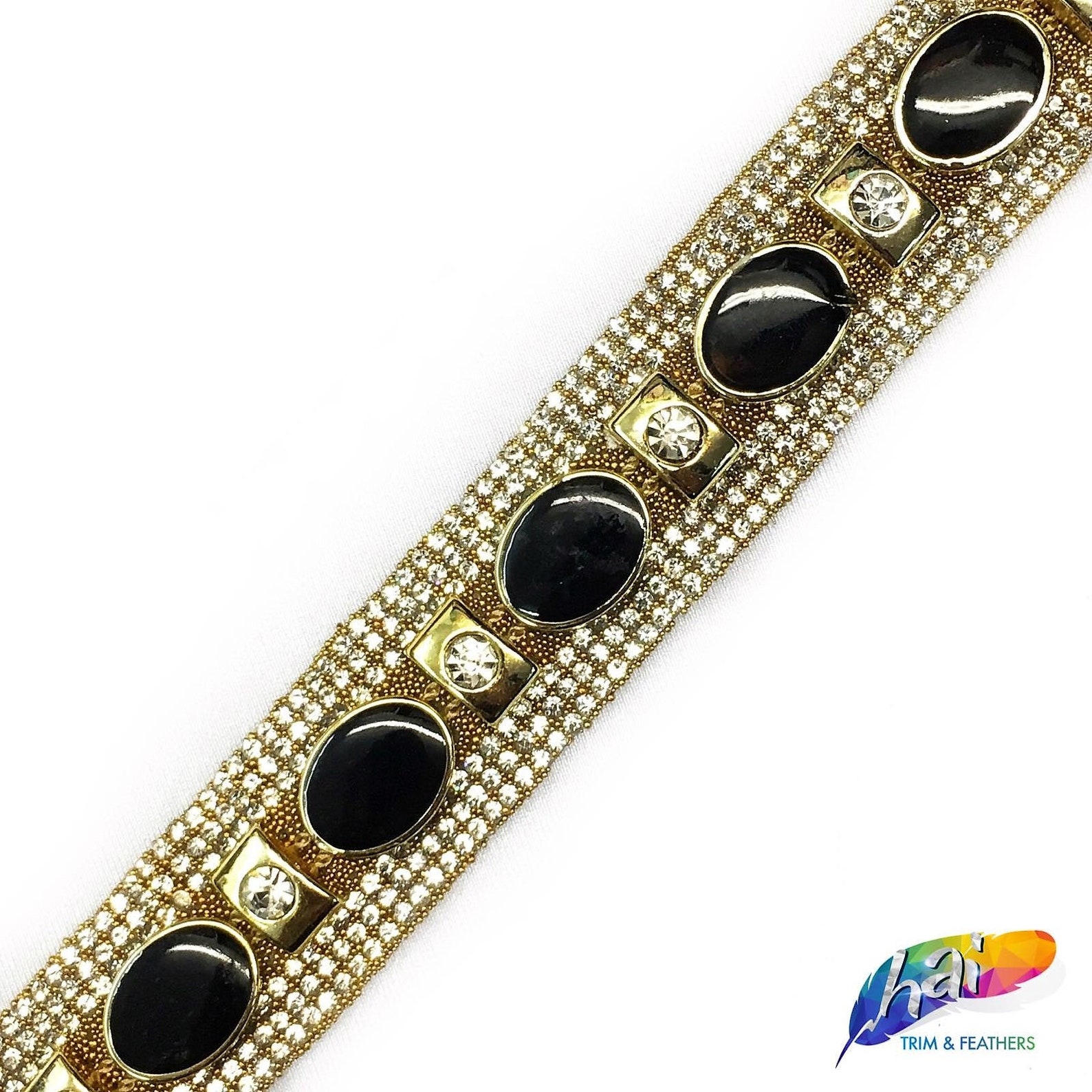 Metallic Gold Crystal Rhinestone Iron on Trim Black Gold - Etsy