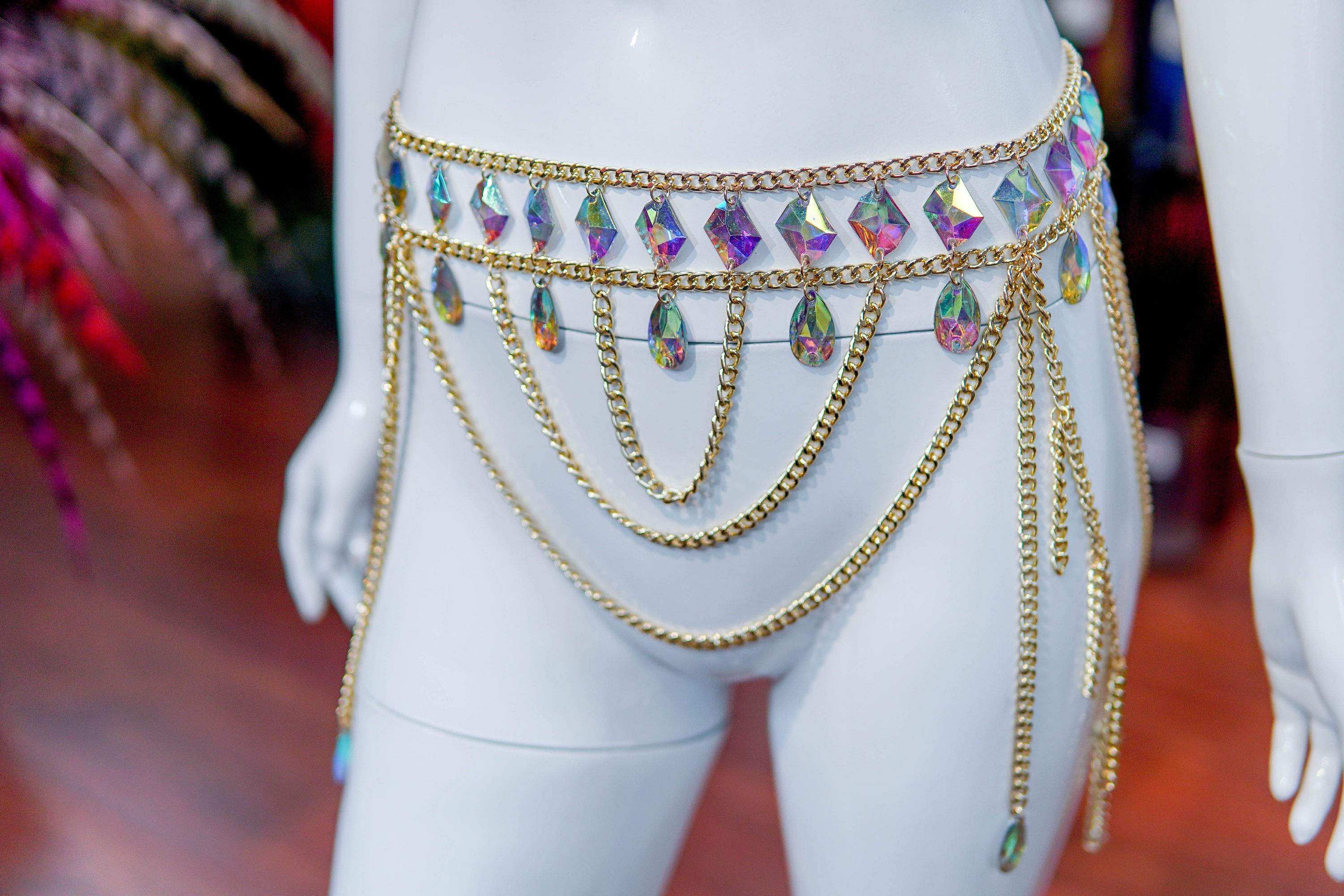 2683 Women\'s Crystal Waist Chain Rhinestone Tassel Belt Belly Belly Body Chains Tassel Waist Chain Belt - Rhinestone  main image 2