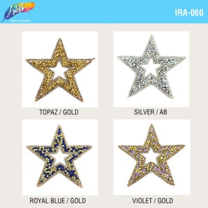 Gel-Back Star Rhinestone Appliques, Sparkly Colored Iron-on Crystal Rhinestone Patches, Hotfix Rhinestone Patches sold by piece, IRA-060 image 5