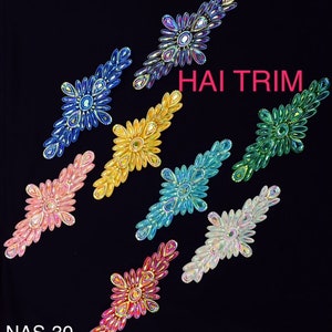 Beaded Stone Applique, Colorful Resin Gems Patch, Dance Broadway Carnival Costume Headpiece Waist Centerpiece, NAS-30