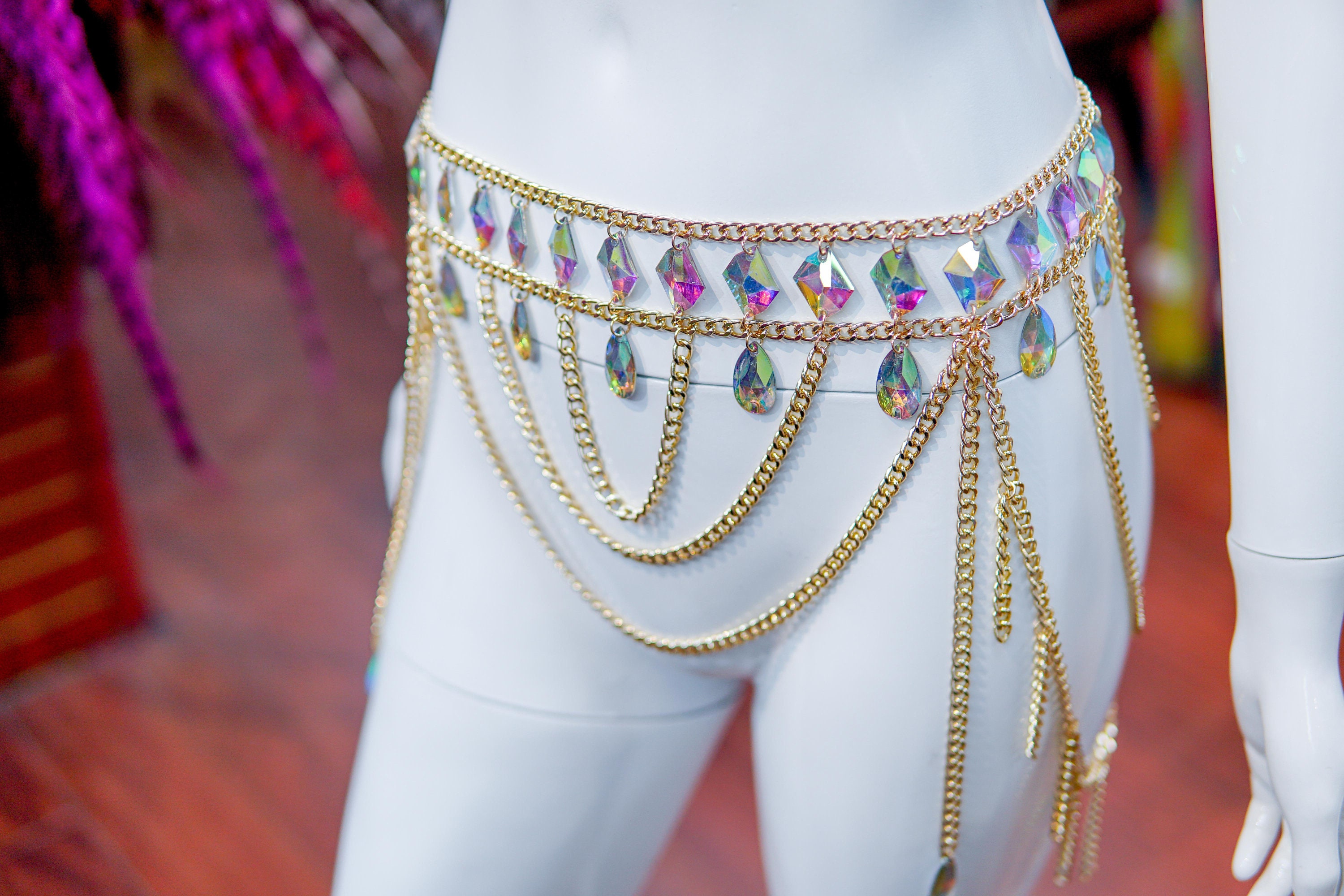 New Women Silver Rhinestone Chain Body Waist Belt – High Waist Bling Skirt S M Women Rhinestone Chain Waist Belt Jewelry Silver Chic  main image 2