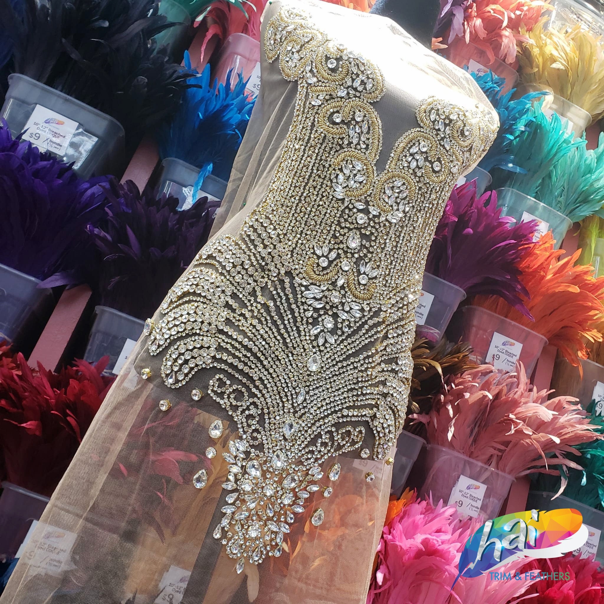 strapless open back dress Ladivine CD697 Strapless Sweetheart Beaded Drop-Waist Mermaid Gown Sage / 8 main image 1