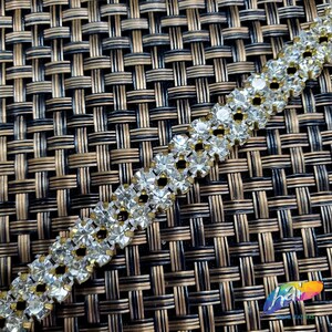 Double Row Rhinestone Chain 2-row Crystal Rhinestone Trim, Two-row Gold Chain Trim, Double Row ...