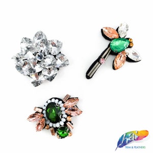 Rhinestone Beaded Flower Patch Applique, Embroidery Patches Perfect for Hats, Clothes, Jackets, Accessories, Crafts, DIY, BA-082, 091, 092