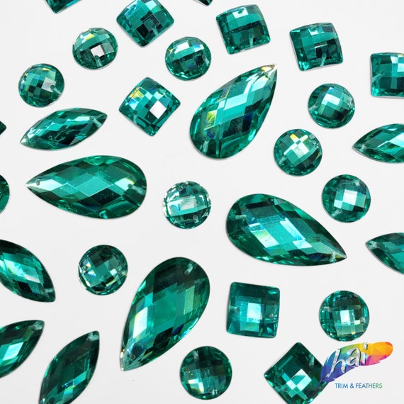 GORGECRAFT 100 Pezzi Strass A Goccia In Cristallo Per Cucire, Gemme Piatte Con Artiglio, Per Abbigliamento, Borse E Scarpe, Colore Verde Brillante - 4