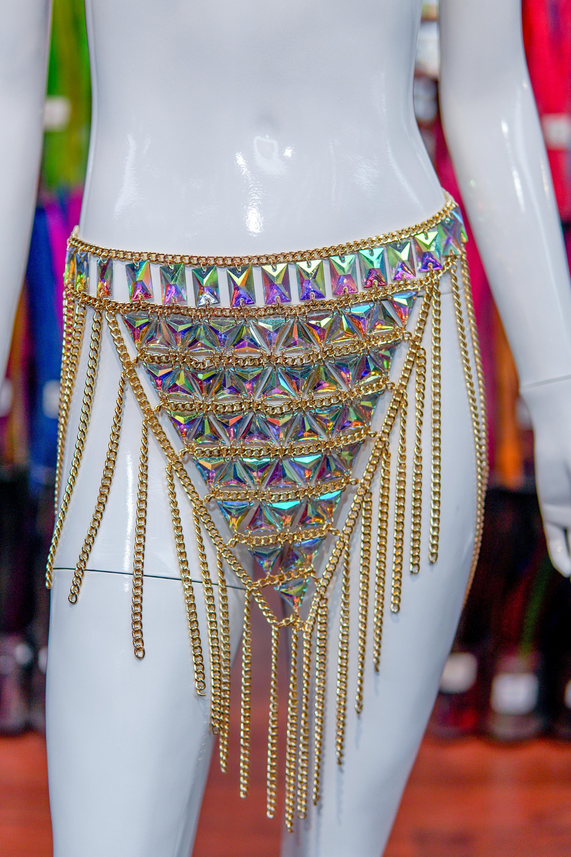 Rhinestone Chain Skirt Dancer Jewelry Chain Festival Dress Etsy