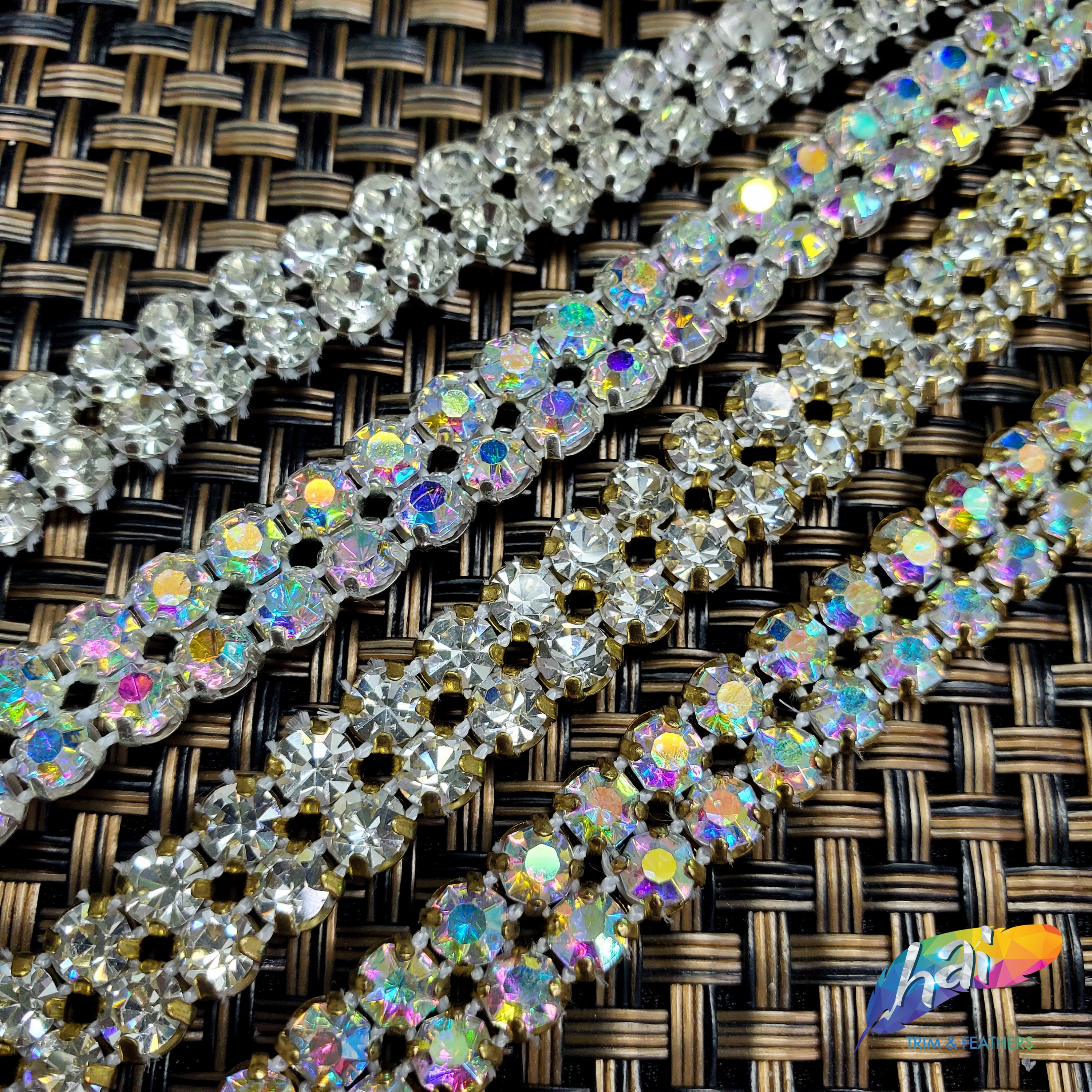 Double Row Rhinestone Chain 2-row Crystal Rhinestone Trim, Two-row Gold Chain Trim, Double Row ...