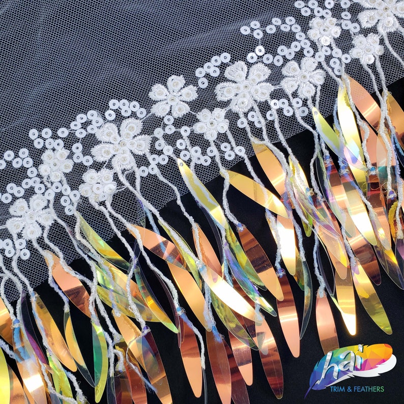 6 Sequin Fringe by the Yard With Flower Tape and Mesh Etsy