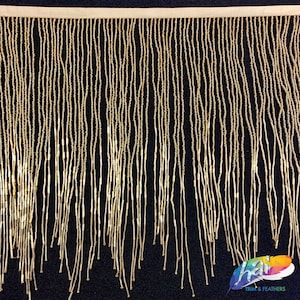 10 1/2&quot; Gold Variegated Beaded Fringe by the Yard, Silver Wavy Bugle and Seed Beaded Fringe, Beaded Tassel Fringe Trim for Dance, FR-017