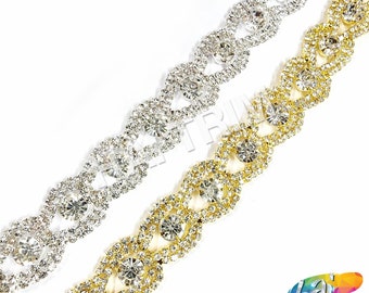 Garniture de strass en cristal, garniture de strass de mariage ou de cérémonie, bande de strass, garniture de strass par mètre, RT-013