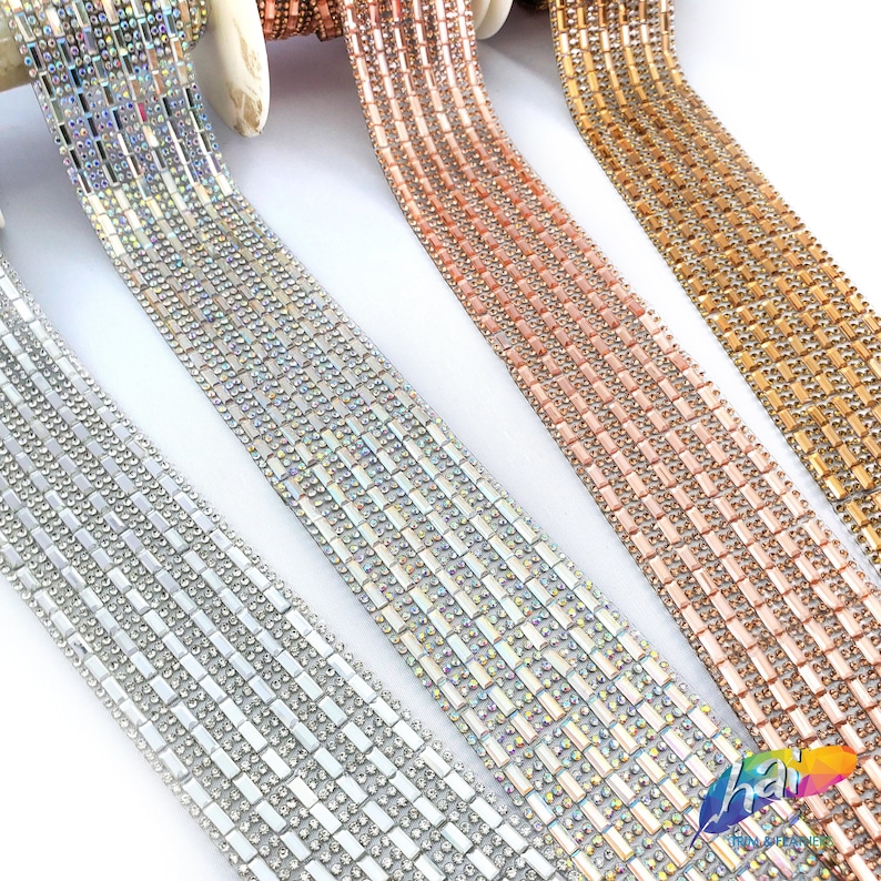 Crystal Baguette Rhinestone Iron on Trim Colorful Rhinestone Etsy