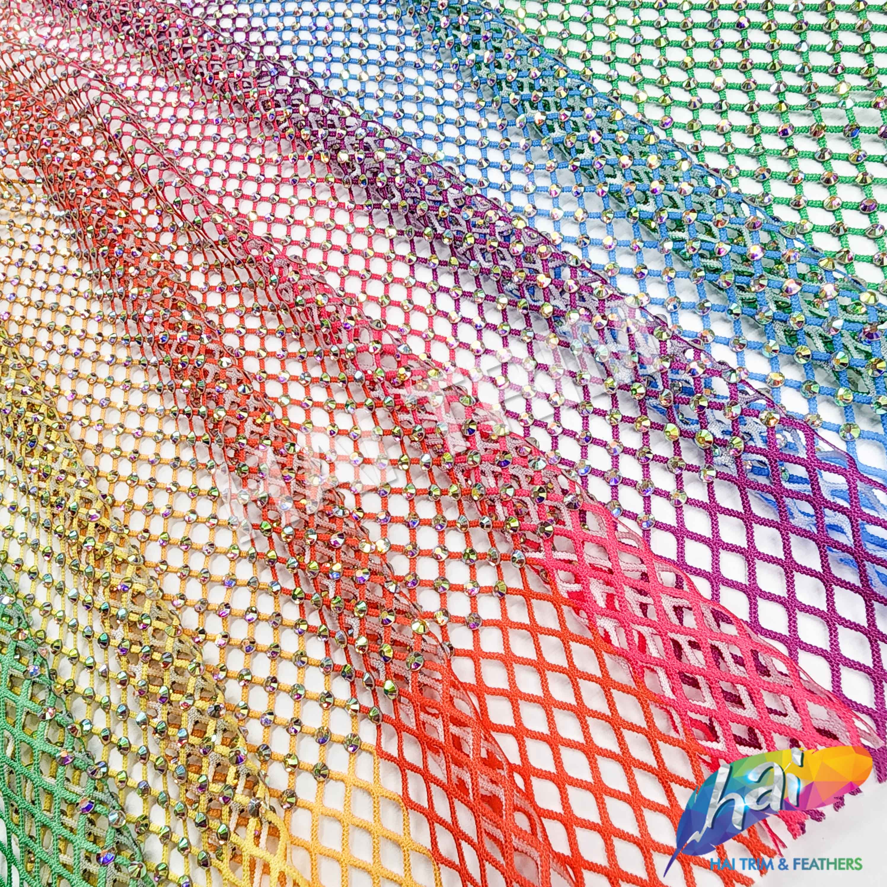 Glitter Fabric Crystal Rhinestone Mesh Net Elastic Cuttable for