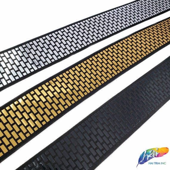 1 1/2" Sequin Metallic Elastic, Stretch Elastic Trim, Decorative Elastic, Metallic Elastic Banding, DIY Waistband Elastic by the Yard