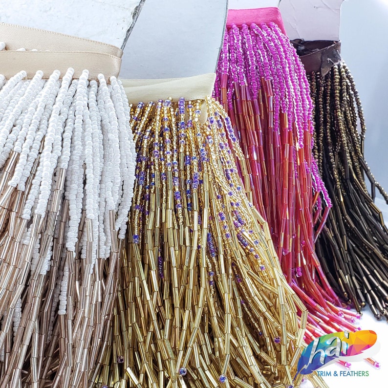 5 1/4 Variegated Beaded Fringe by the Yard Wavy Bugle Etsy