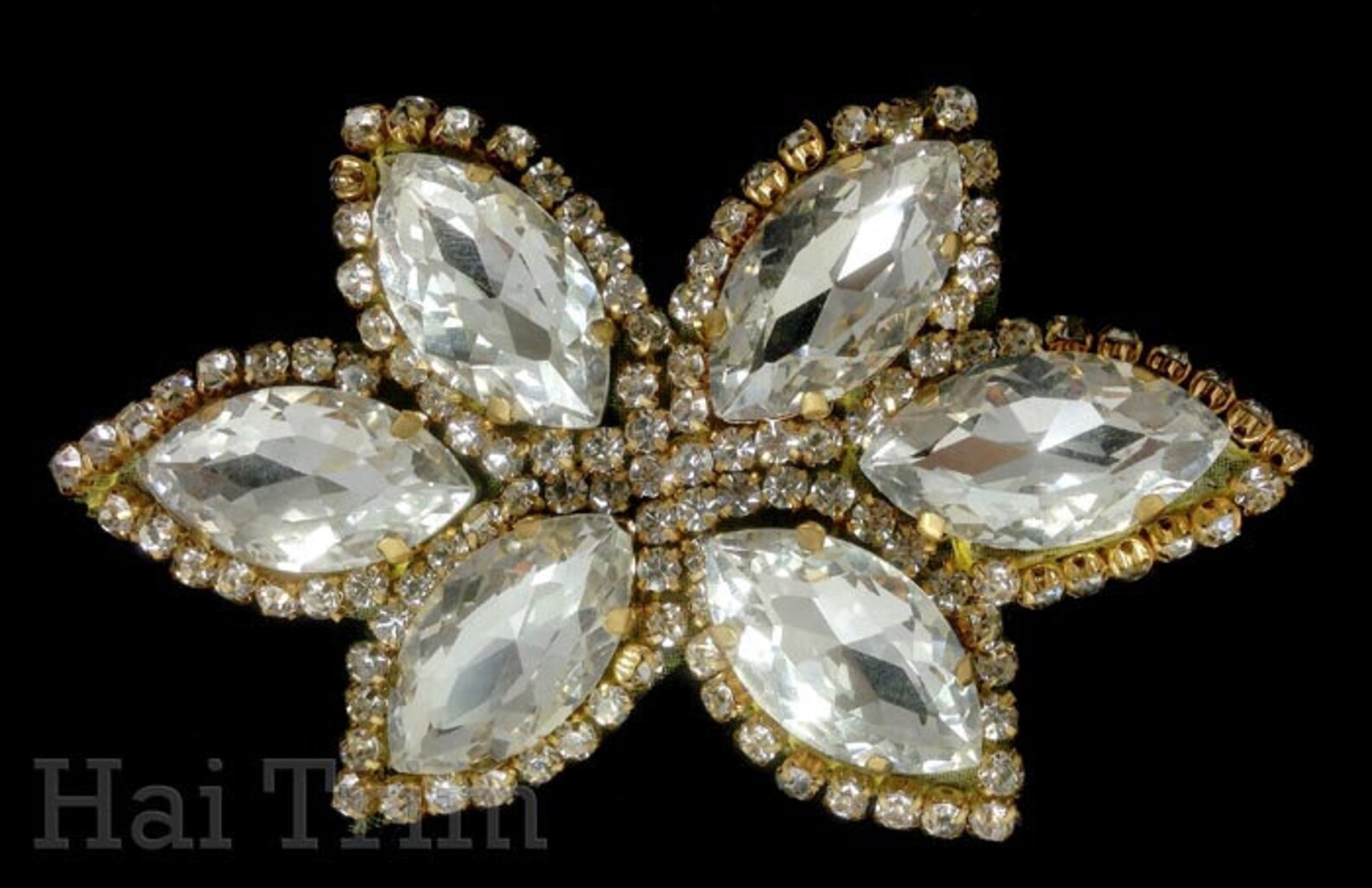 Glass Rhinestone Flower Applique Wedding Formal Prom Crystal Etsy