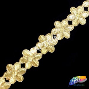 Lace Bridal Wedding Formal Couture Trimming, Machine Embroidered Trim with Stones, Elegant Flower Trims by the yard, EMB-25