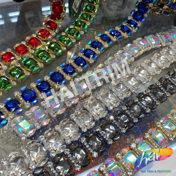 Garniture de strass colorés fantaisie, bande de strass en cristal par mètre, YH-091