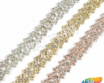 Garniture de strass en cristal, garniture de strass de mariage ou de cérémonie, bande de strass, garniture de strass par mètre, RT-012