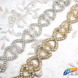 Beaded Crystal Rhinestone Trimming, Wedding Elegant Formal Rhinestone Trim, Rhinestone Trim by the piece (1 yard), BRT-014