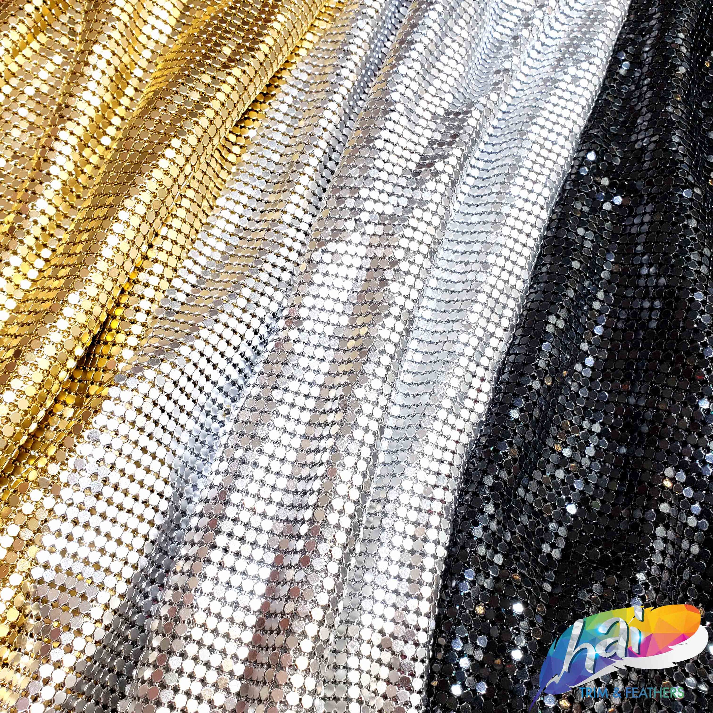 Tissu Maille Paillettes Or - 45x20.5 Cm, Métal Flexible, Pour Costumes, Bijoux DIY, Décorations De Fête