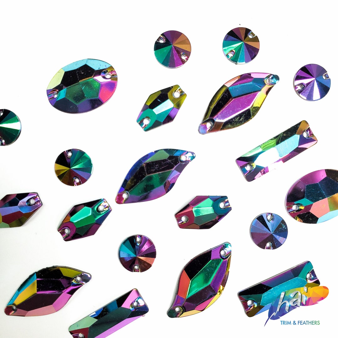 Ab Rhinestones Metallic AB Resin Rhinestones Purple Lavender Green AB Sew on ...