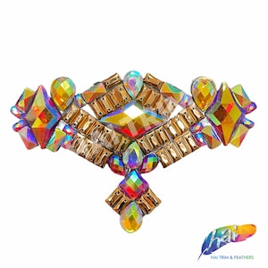 Multicolor Gel-Back Rhinestone Appliques, Colored Iron-on Crystal Rhinestone Patches for Carnival Broadway Dance Costumes, IRA-114