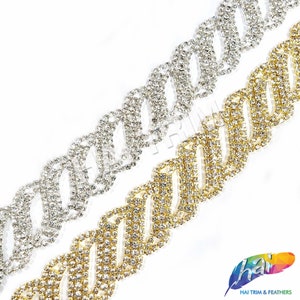 Crystal Rhinestone Trimming, Wedding or Formal Rhinestone Trim, Braided Rhinestone Banding, Rhinestone Trim by the yard, RT-016