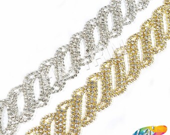 Garniture de strass en cristal, garniture de strass de mariage ou formelle, cerclage de strass tressé, garniture de strass par mètre, RT-016